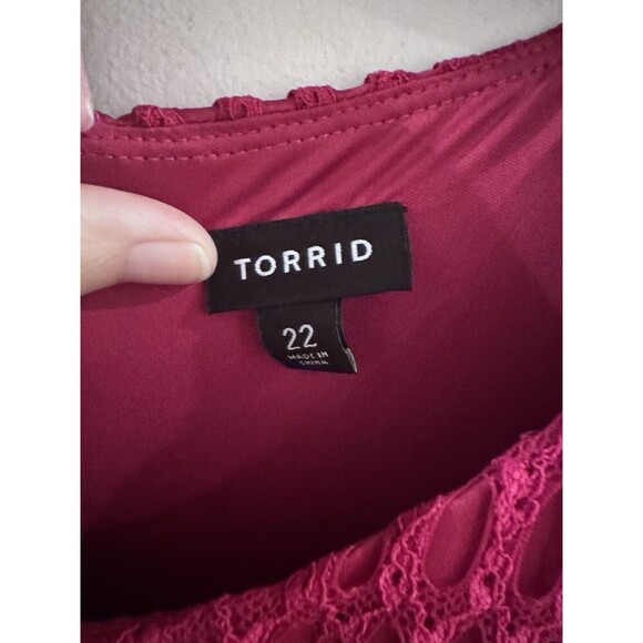 Torrid Womens Fushia Pink Sleeveless Mini Dress Plus Size 22 Barbiecore Babydoll - Picture 4 of 4